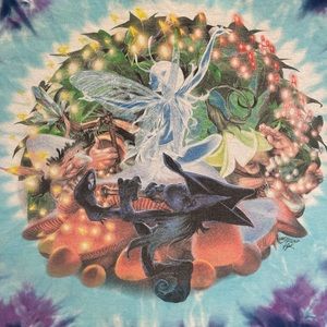 Liquid Blue Mushroom Fairy Psychedelic Y2K TEE